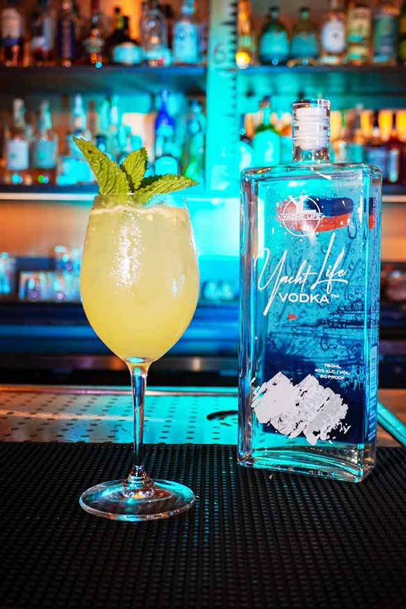 Beauty shot of a drink named "Sweet 16", created by Phil Fuentes, Yacht Life Vodka's Bartender of the Month